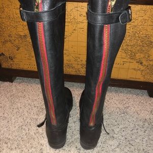Steve Madden Red Zipper Rider Boots